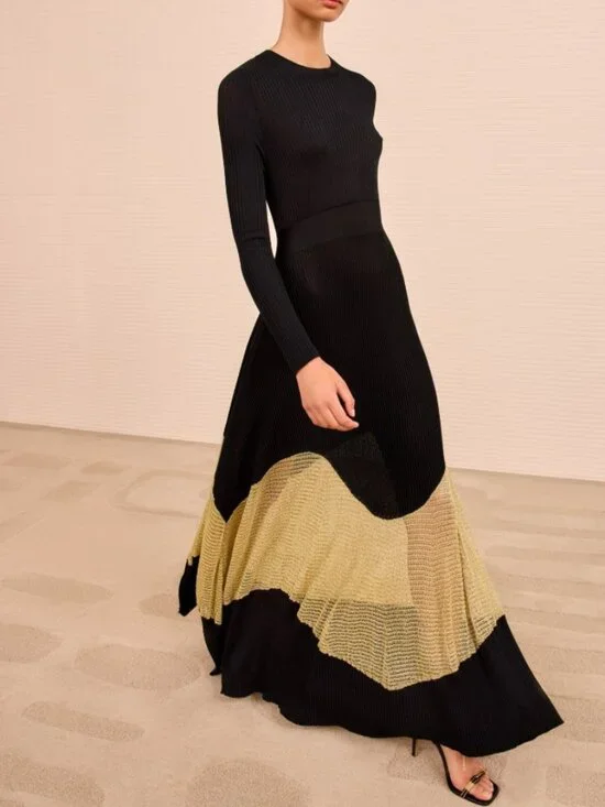 NWOT ULLA JOHNSON Roanne Knit Maxi Dress in Gold Noir P $790 - Picture 2 of 9